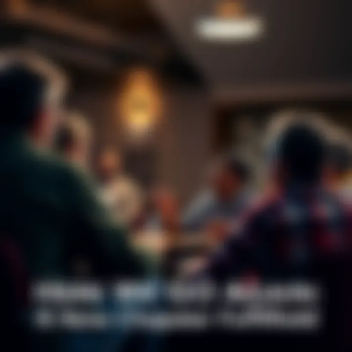 A group of people engaged in discussion at a community meeting, expressing diverse opinions on recent events.