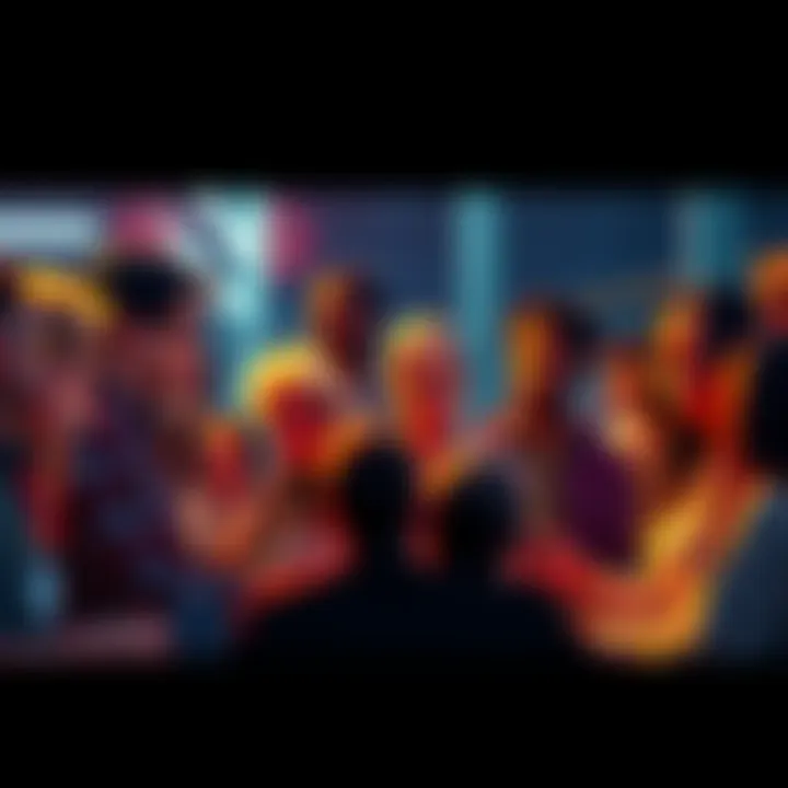 A diverse group of people discussing blockchain modifications, emphasizing community consensus and decision-making