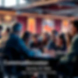 A diverse group of people engaging in a lively discussion about trading strategies and current events in a casual setting.