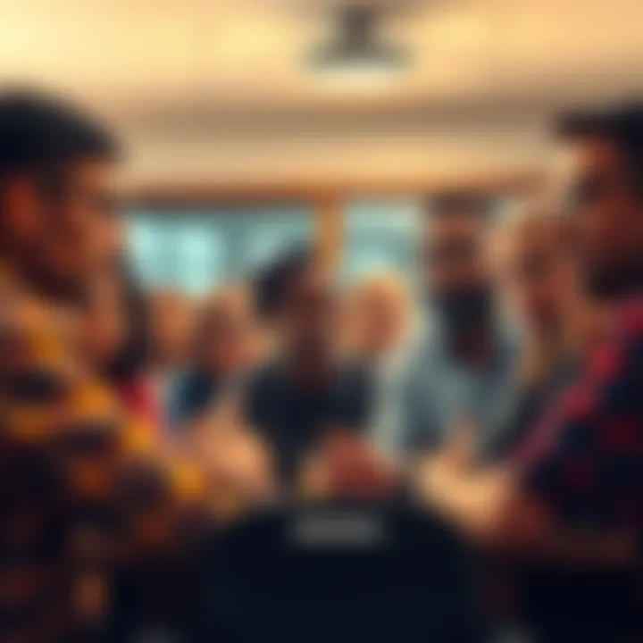 Community Meeting A diverse group of people gathered in a community center discussing recent changes with concerned expressions.