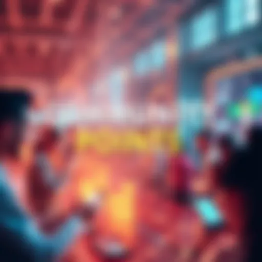 A visual representation of community points in a digital platform, showing users engaging and earning rewards