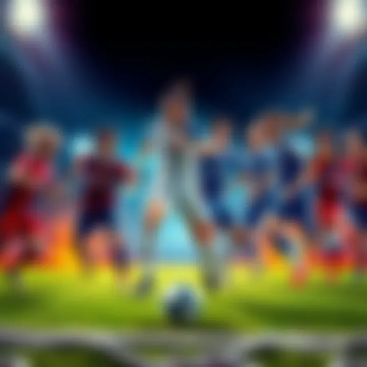 A group of diverse soccer players in action, showcasing teamwork while assembling a competitive squad on a budget.