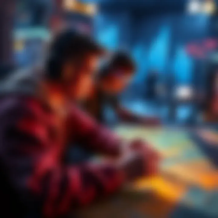 A gamer analyzing a map with highlighted plots for optimal gameplay in parcel gaming.