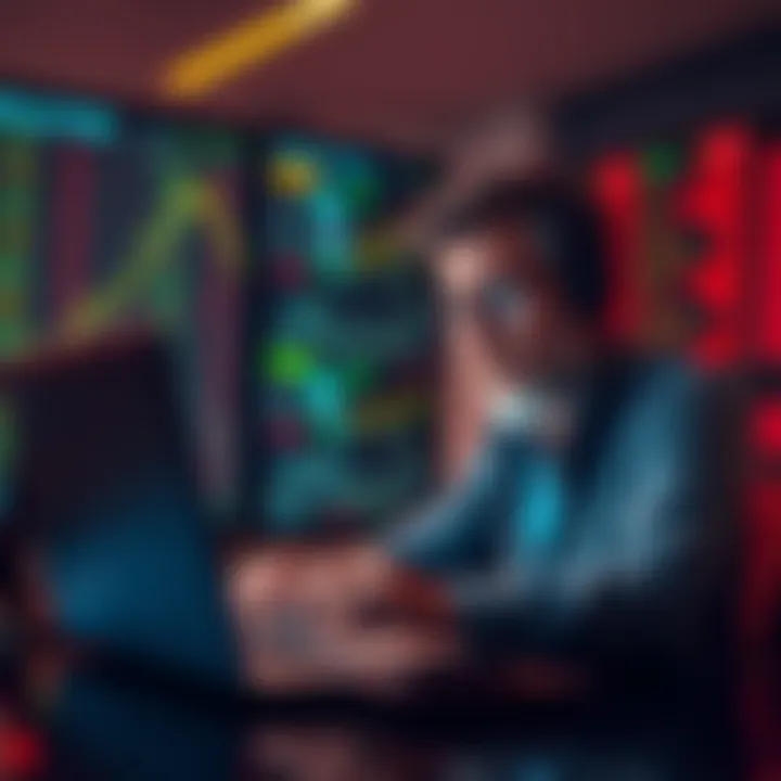 Concern Over DRS Reporting A worried investor looking at stock market data on a laptop, showing a decline in share reports.