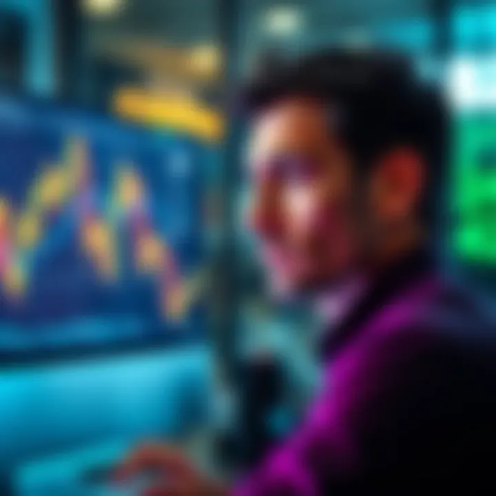 An investor looking worried while watching cryptocurrency charts on a computer screen, representing the risks of crypto investment.