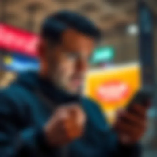 A person looking worried while using a smartphone to check a banking app, reflecting issues with SEPA instant transfers
