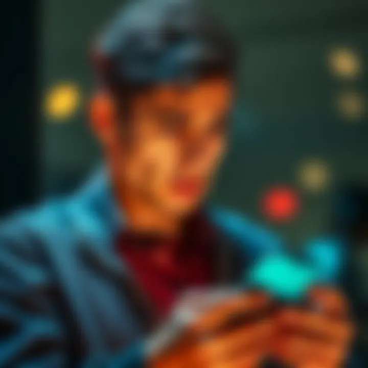 A person looks worried while checking their phone, visibly disappointed about a delayed payment from Revolut.