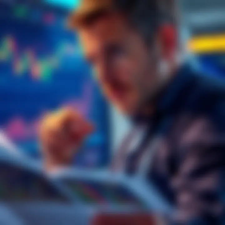 Confident investor looking at Hedera charts An investor analyzing Hedera charts with a focused expression, symbolizing confidence in the crypto market amidst uncertainty.