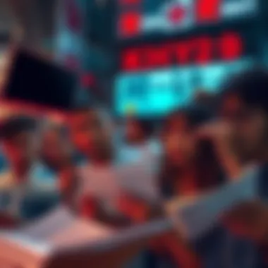 A group of frustrated people looking at their KYC documents, showing expressions of confusion and concern due to sudden status changes during migration.