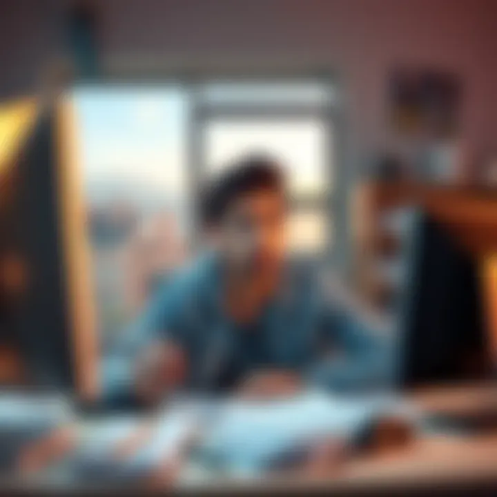 A person sits at a desk, staring at a computer screen with a confused expression, surrounded by papers and a phone, indicating frustration over address format changes.