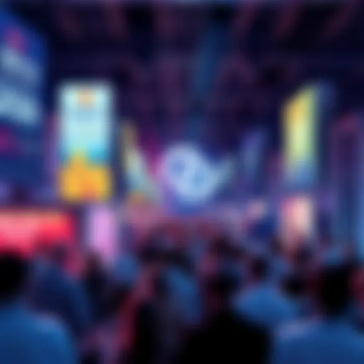 Consensus 2026 Event Crowd discussing at Consensus 2026 in Miami with banners about crypto and finance