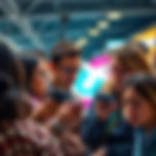 Group of frustrated consumers looking at their phones with disappointed expressions over poor deals.