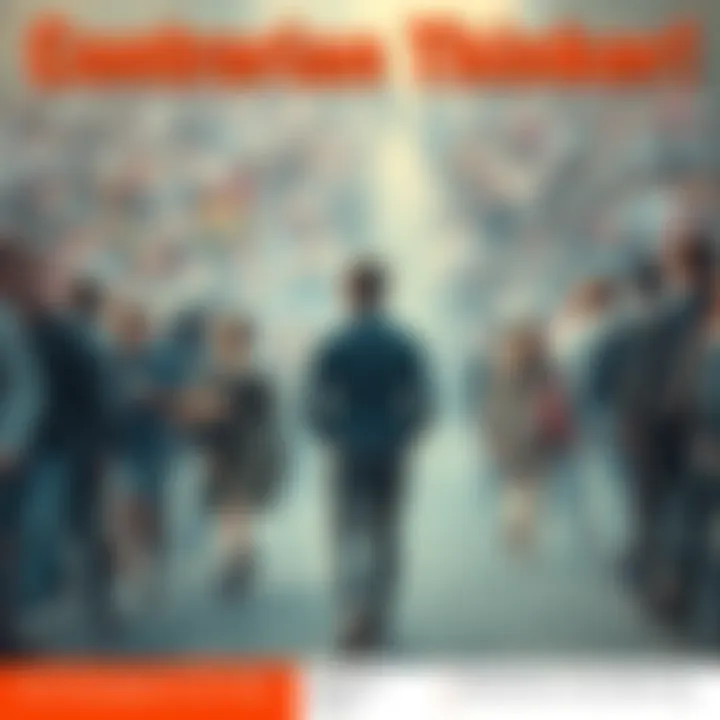 A person standing confidently against a crowd of people moving in one direction, symbolizing contrarian thinking and challenging norms.