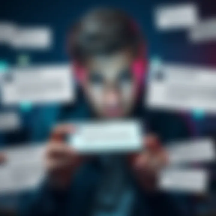 A person looking frustrated while reading about a controversial trick on a phone, surrounded by negative comments on a forum.