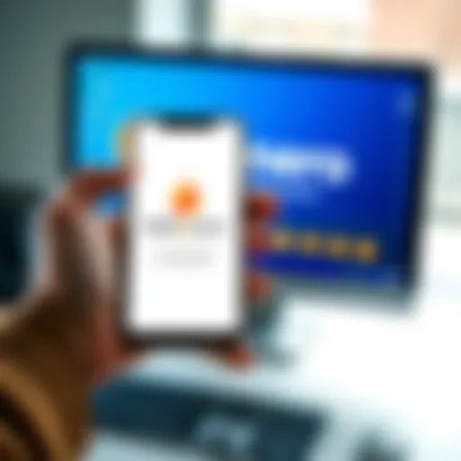 A person holding a smartphone displaying a 13-word seed phrase, with a 25-word seed phrase being prepared on a computer screen in the background, emphasizing security during the conversion process.