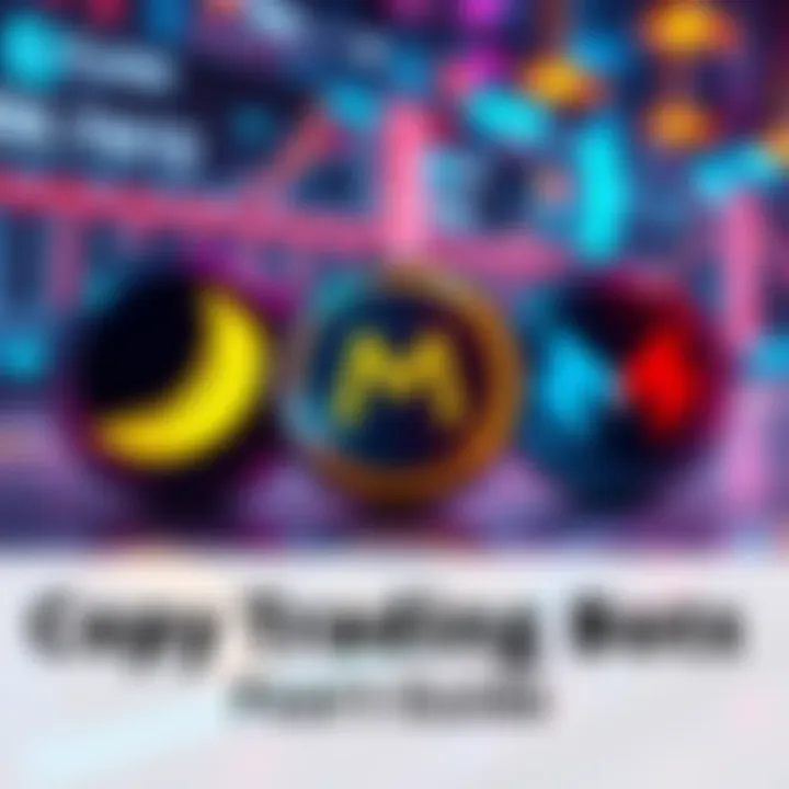 A collage of three popular copy trading bots, including logos or icons for Banana Gun, Maestro, and Mizar, set against a tech-themed background.