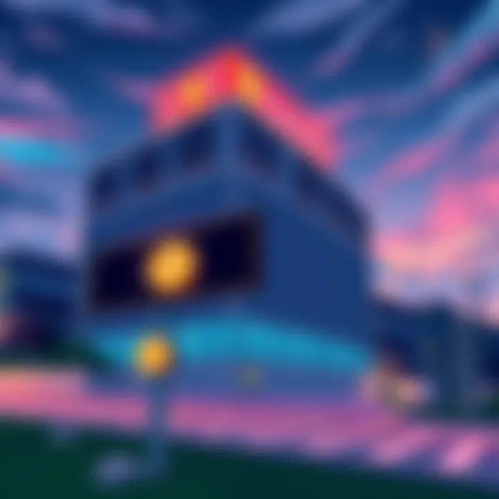 Corporations Avoiding Buttcoin Mining Illustration of major corporations steering away from buttcoin mining, showing a corporate building with a sign pointing to AI data centers instead of buttcoin imagery.