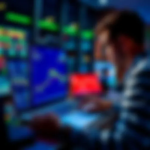 A person analyzing financial data on a laptop while tracking Bitcoin transactions