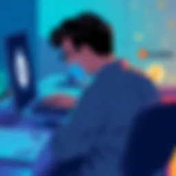 Illustration showing a person updating financial data on a computer with Cointracker and Kraken logos nearby