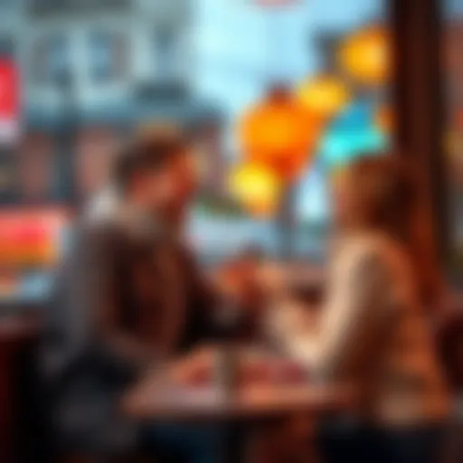 A couple sitting at a cafe, sharing a laugh and enjoying each other's company during a casual date