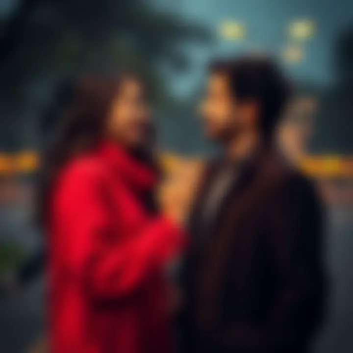 A couple enjoying a sweet moment together, holding hands and smiling at each other, showcasing their connection and love.