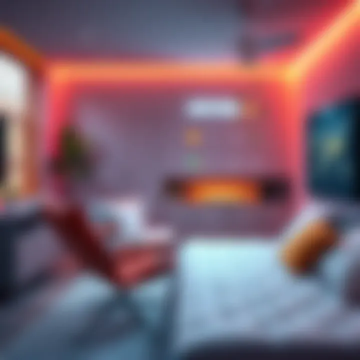 A stylish living area featuring a modern chair and mattress with a digital display of a cryptocurrency portfolio in the background.