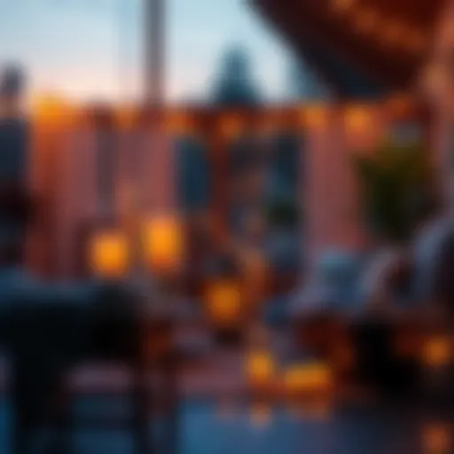 A cozy evening scene with soft lighting, candles, and comfortable seating creating a relaxed atmosphere