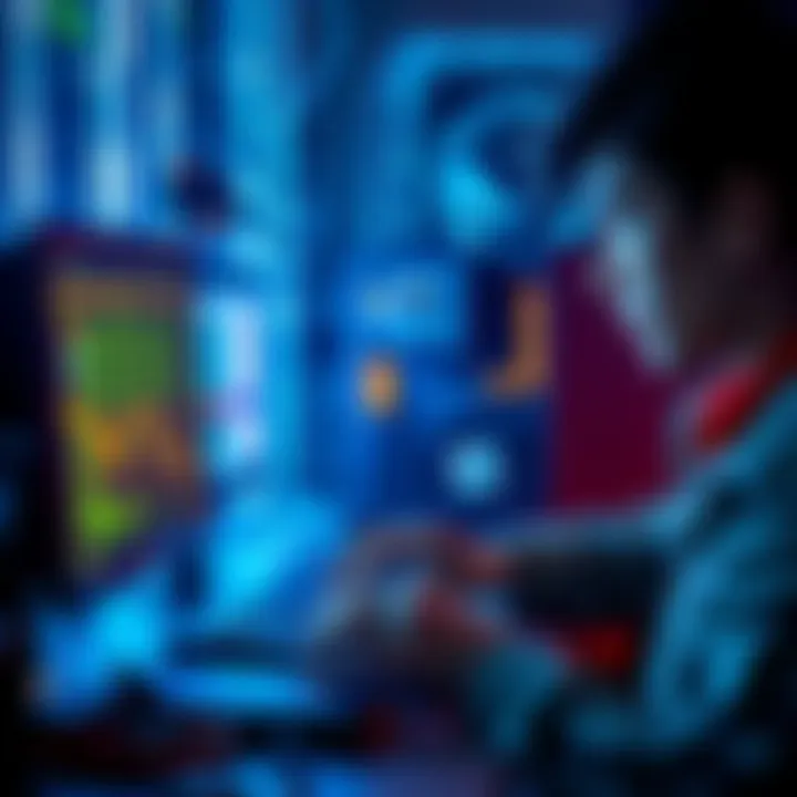 A person mining digital currency using a computer with older hardware, showcasing CPU mining coins like Monero and Nerva.