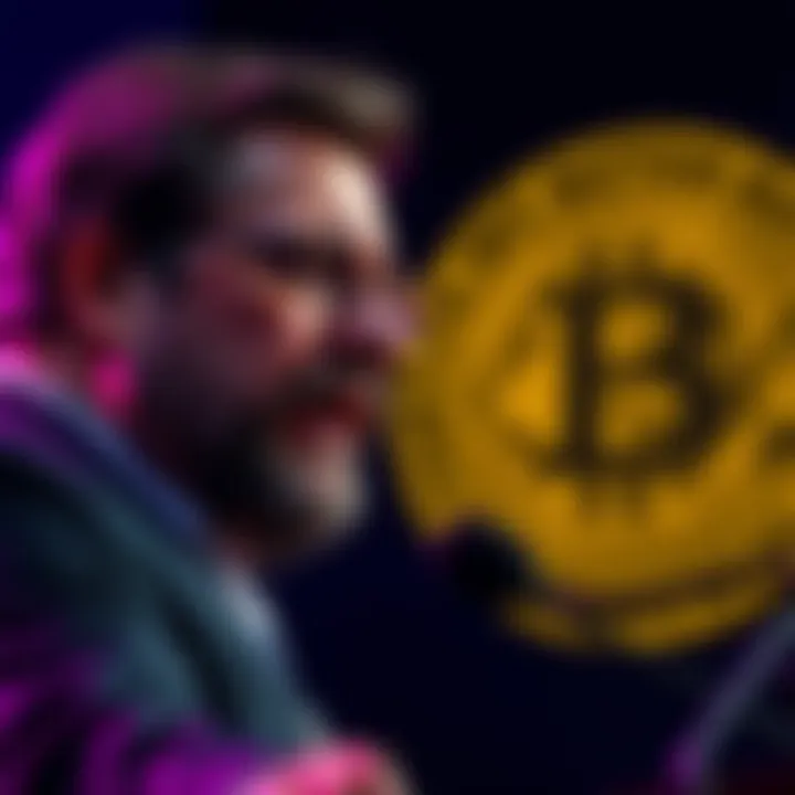 A close-up of Craig Wright speaking at a podium with a Bitcoin symbol in the background, marking the tenth anniversary of his Satoshi claim.