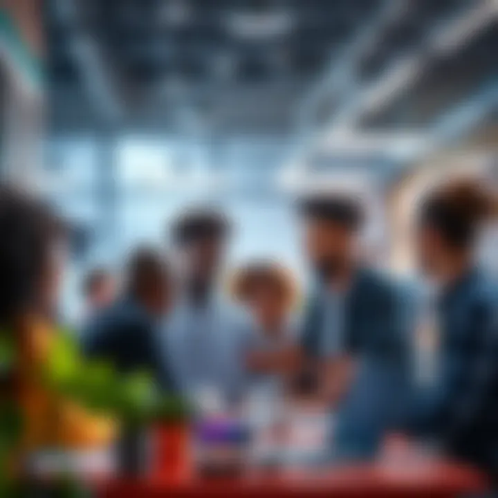 A diverse group of creators brainstorming ideas together in a bright, modern workspace.
