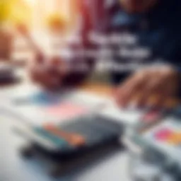 A person analyzing their finances with credit card statements and a calculator on the table