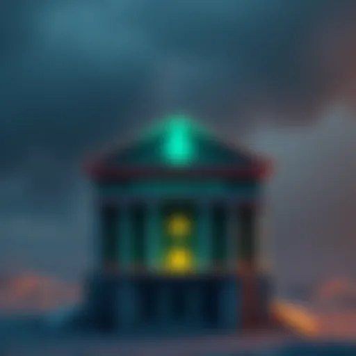 Creepto logo with a bank building symbolizing its shift from anti-bank stance to a banking model