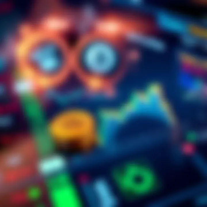 Close-up of CRO tokens displayed on a digital screen with charts showing staking options and rates