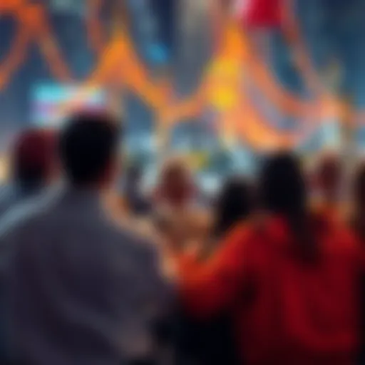 A group of people supporting each other during market declines, showing resilience and teamwork.