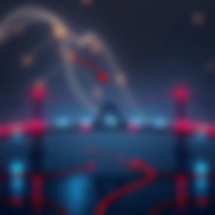 A visual representation of a cross-chain bridge connecting two blockchain networks, with arrows indicating the transfer of assets between them, highlighting the risks involved in decentralized finance...