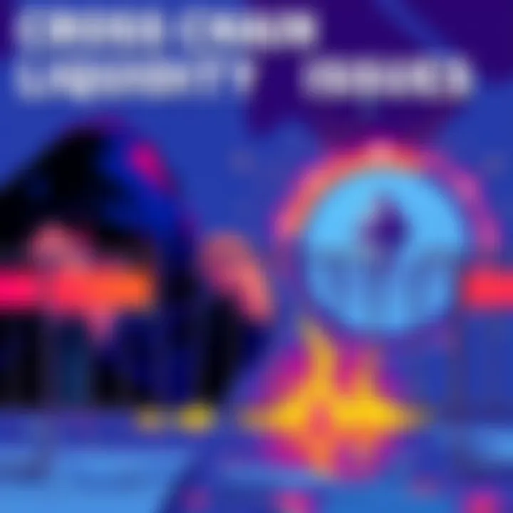 Illustration showing frustrated investors facing barriers between Solana and Ethereum, symbolizing cross chain liquidity challenges.