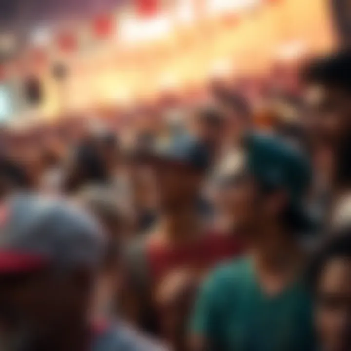 A lively crowd participates in various activities at a Free 4 All event, showcasing joy and community spirit.