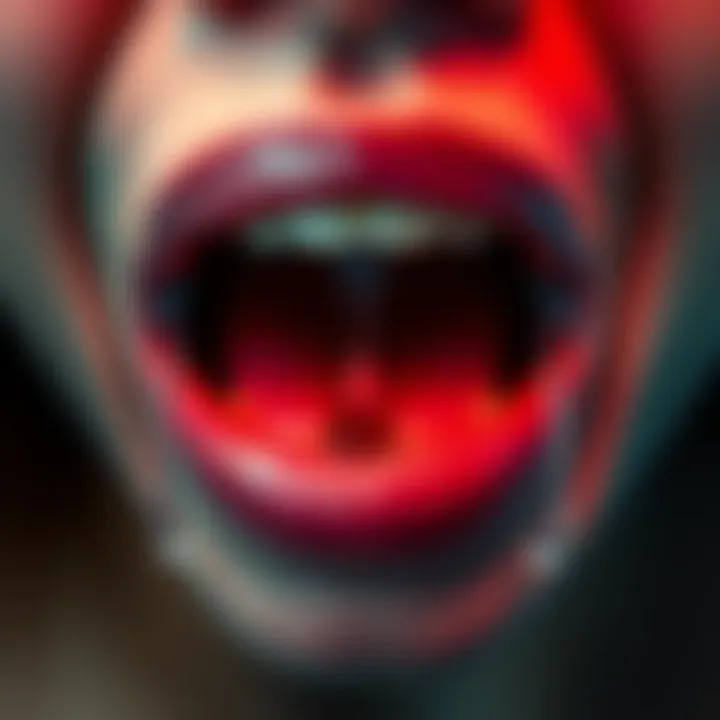 A close-up of a mouth with tears streaming down, representing emotions of sadness and resilience.
