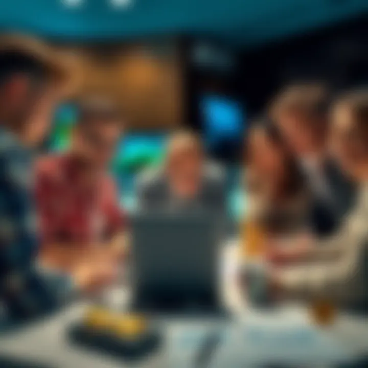 Beginners Learning About Cryptocurrency A group of people discussing cryptocurrency with a laptop and charts on the table, showing a friendly learning environment.
