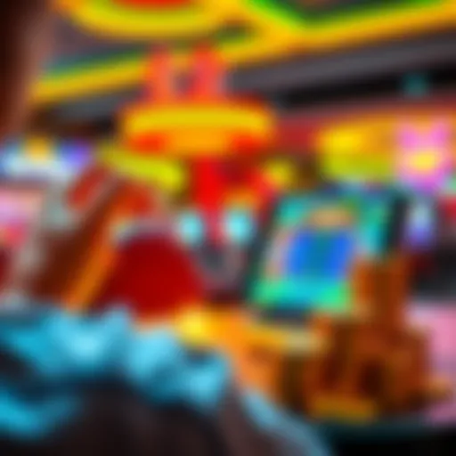 A person enjoying a crypto casino game on their phone, with vibrant graphics on the screen and a stack of virtual coins nearby.