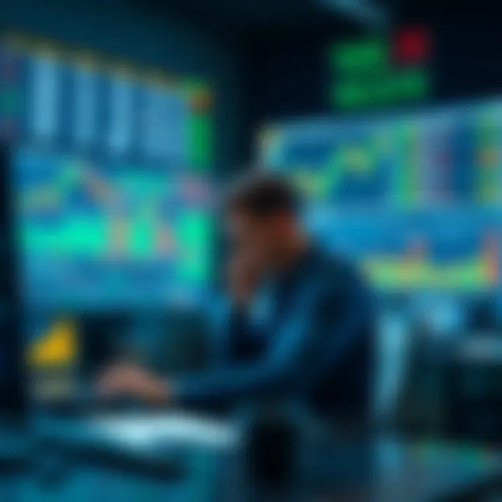 Person analyzing cryptocurrency and stock market A person sitting at a desk reviewing charts for cryptocurrencies and traditional stocks, illustrating the shift in investment strategy.