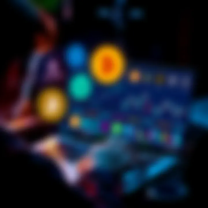 A person looking at multiple cryptocurrency logos and charts on a laptop screen, considering ways to earn crypto.