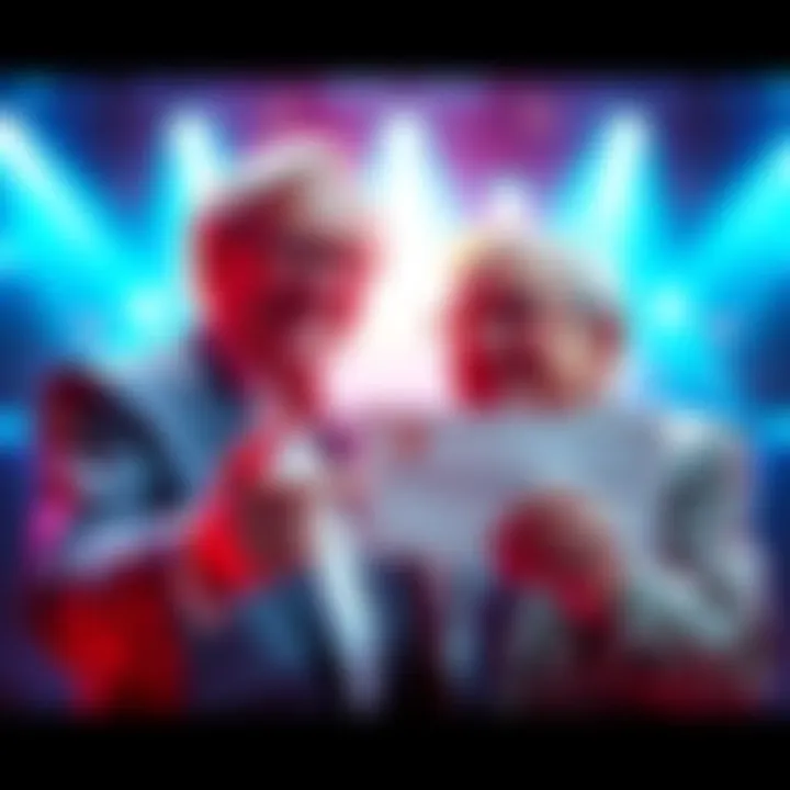 A crypto coin founder handing a large check to Warren Buffett for investment advice