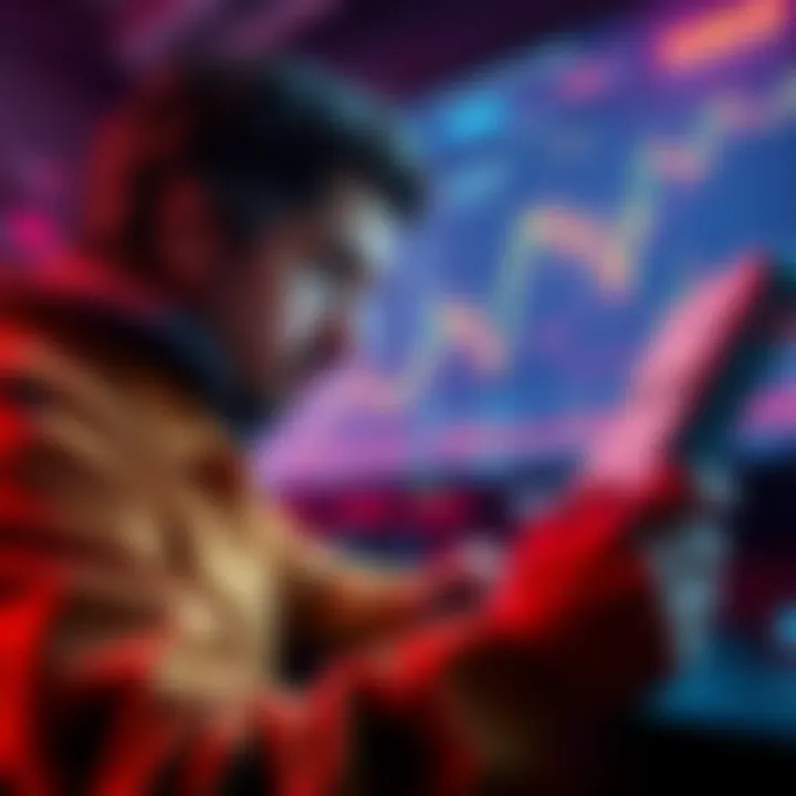 Person worried about cryptocurrency taxes after account breach, looking at digital currency charts and tax forms