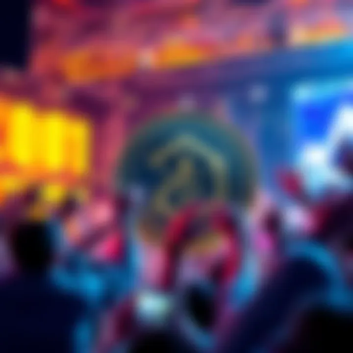 A digital representation of the .001 token surrounded by excited investors and crypto enthusiasts, symbolizing its launch and market anticipation.