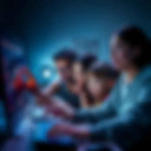 A family looking at a computer screen with worry, symbolizing the challenge of accessing cryptocurrency after a loved one's passing.