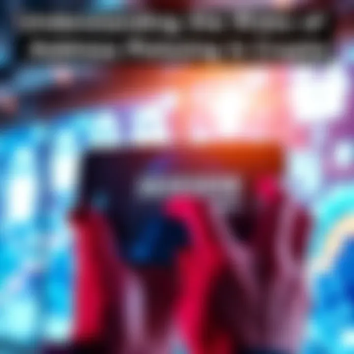 A person checking a cryptocurrency address on a smartphone to ensure its validity, surrounded by digital symbols representing security and transactions.
