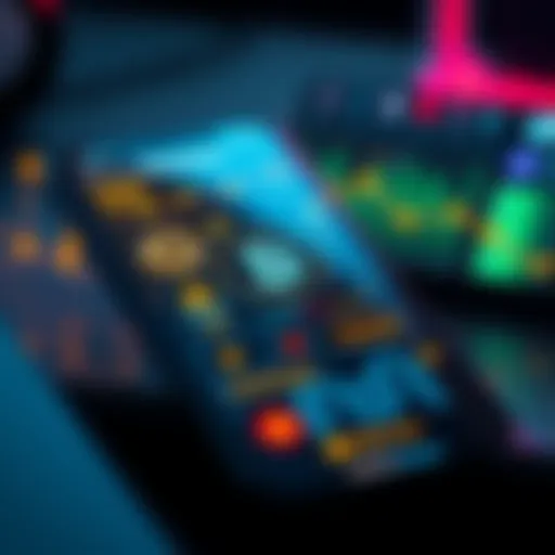A smartphone showcasing a cryptocurrency app with blockchain features and user interface elements.