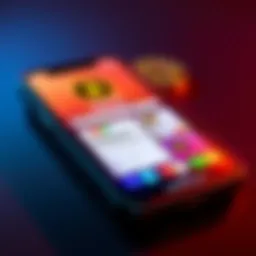 A smartphone displaying various cryptocurrency apps for buying with Apple Pay or a credit card, highlighting user-friendly interfaces.