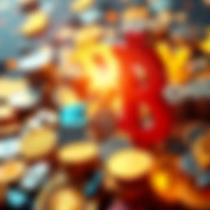 A visual representation of crypto businesses facing issues like slow fiat transfers and fragmented capital, showing currency symbols and digital assets in a chaotic arrangement